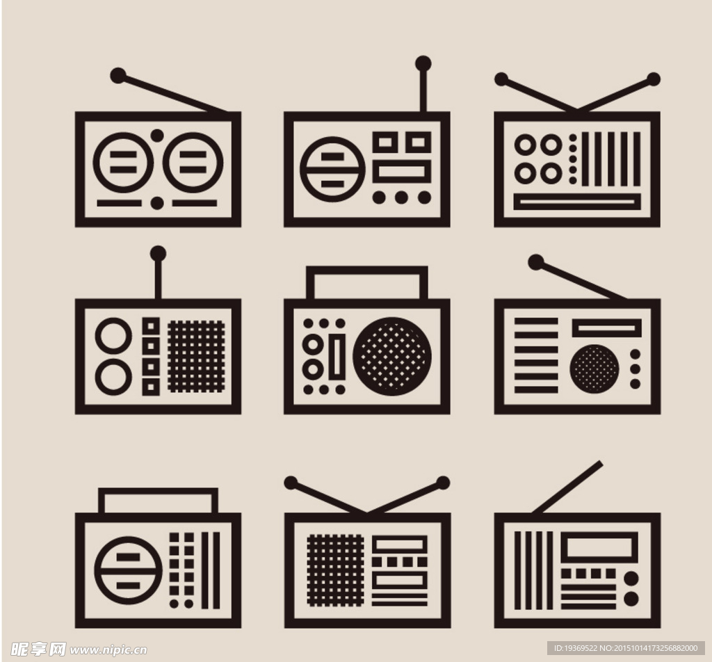 放音机与收音机矢量素材