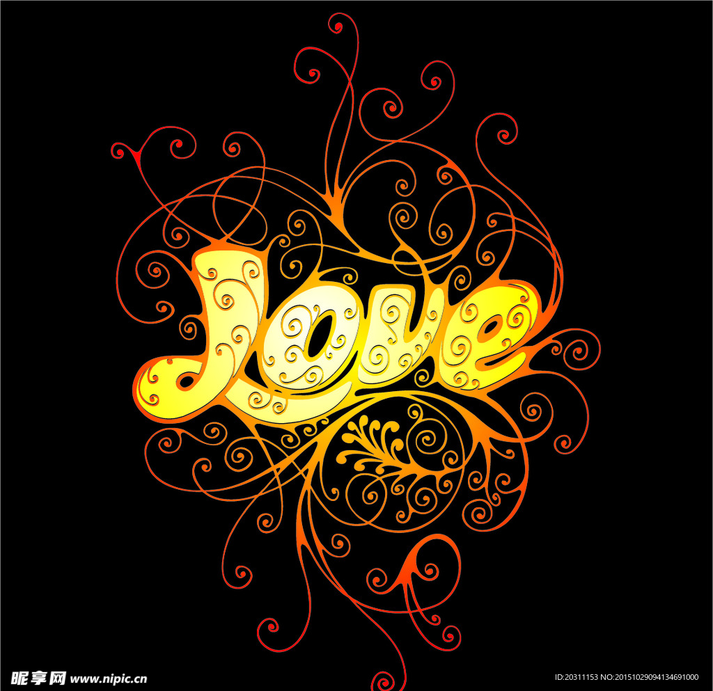 流行花纹LOVE字体设计
