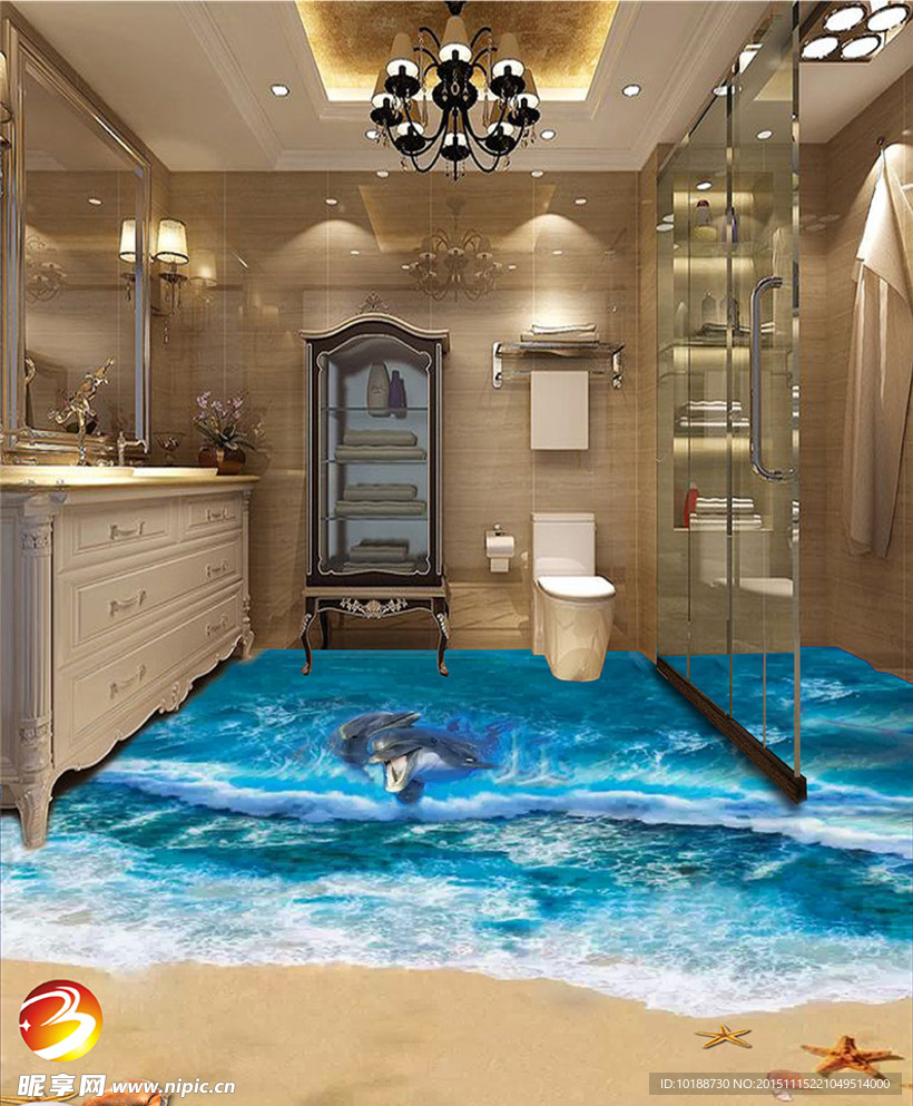 3D卫浴地板装饰效果图