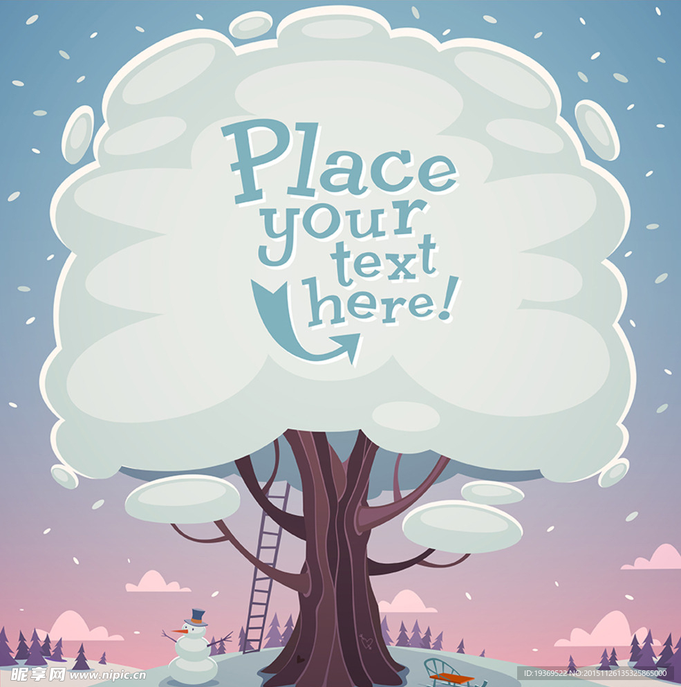 卡通冬季树木背景矢量素材