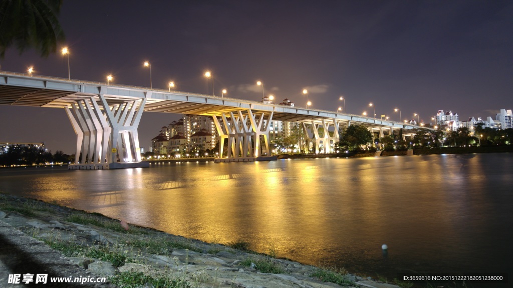 橋梁 江景 燈光