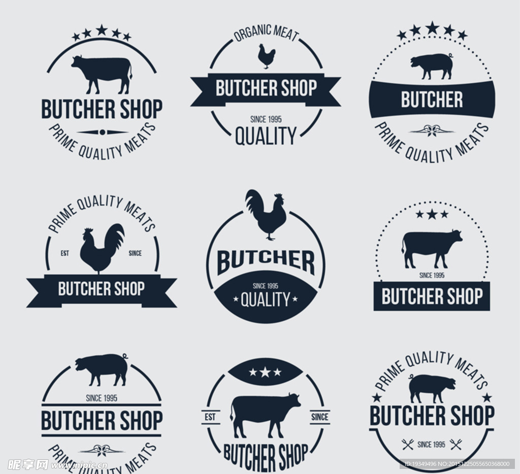 9款创意肉店标签矢量素材