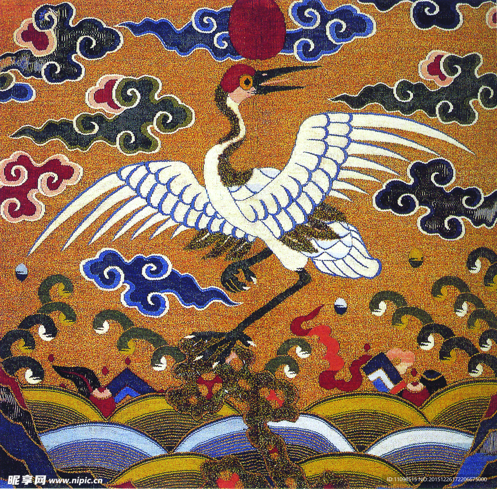 官服花紋 鶴 海浪