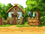卡通森林小木屋