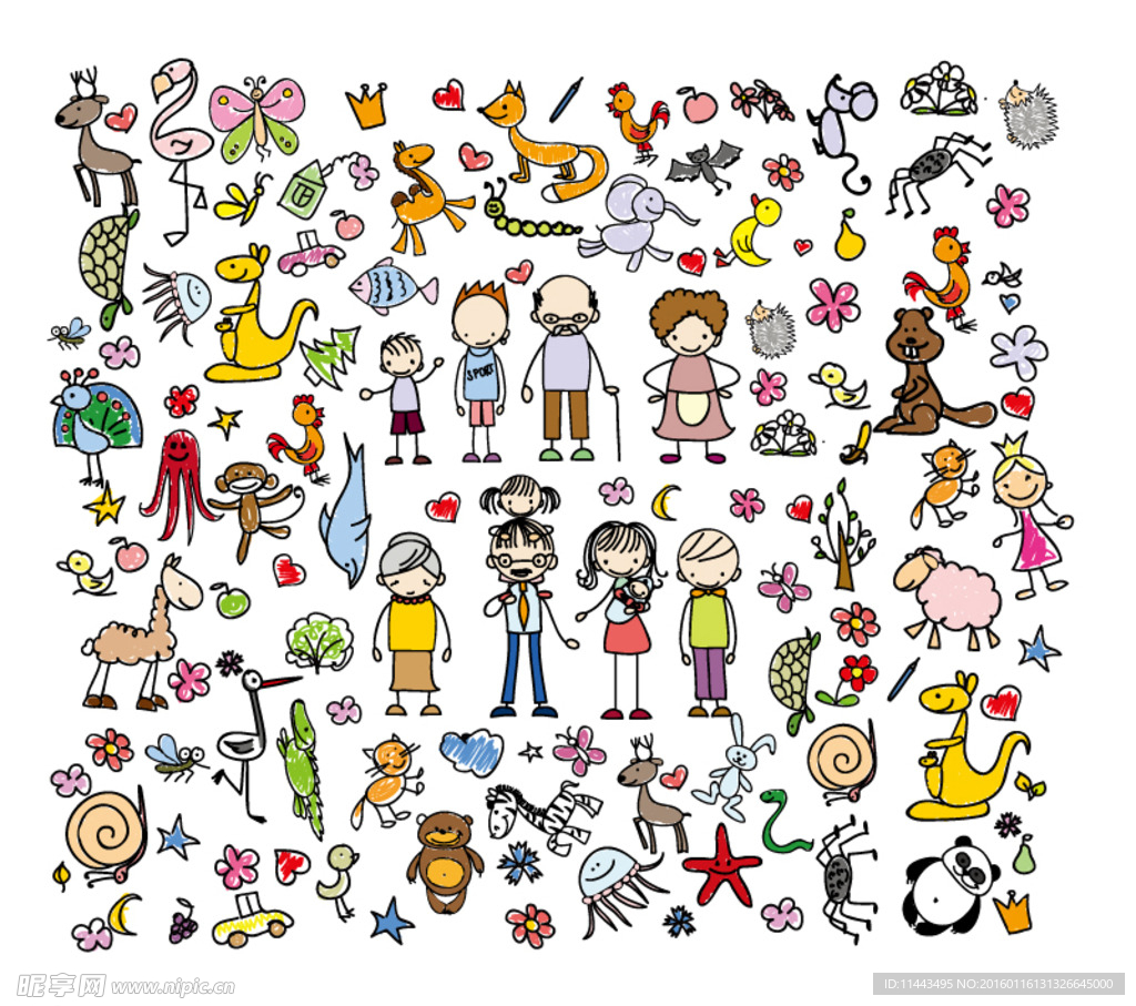 91款手绘人物和动植物