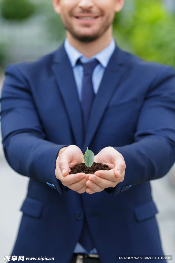手捧植物的商務(wù)人士圖片