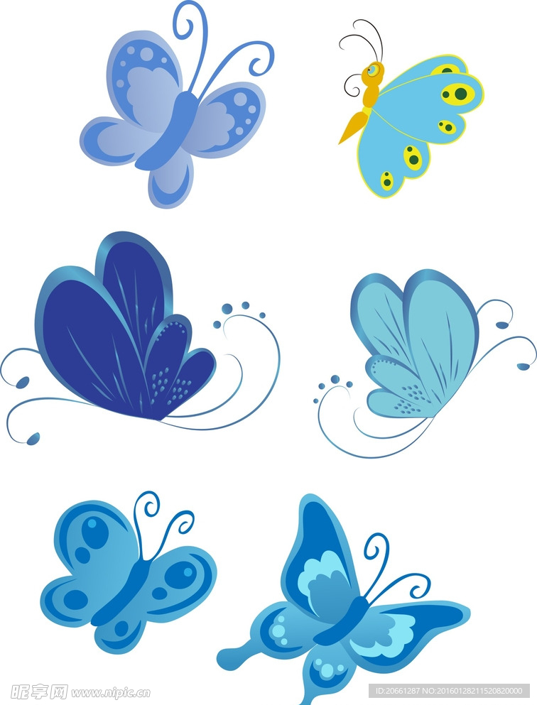 卡通蓝色蝴蝶