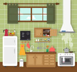 绿色整洁厨房