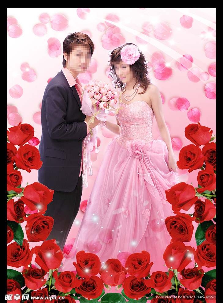 浪漫玫瑰婚纱模板