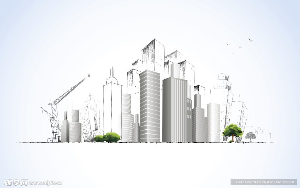 卡通畫城市建筑