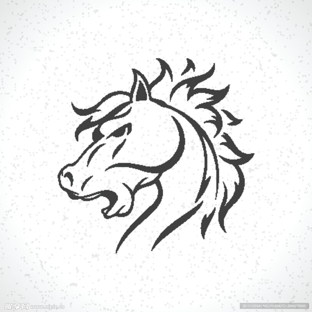黑色馬頭標志矢量素材