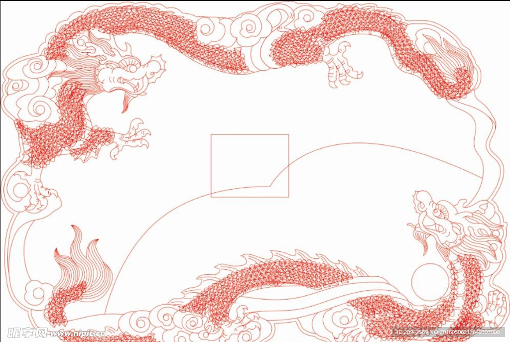 雙龍茶盤(pán)雕刻原圖