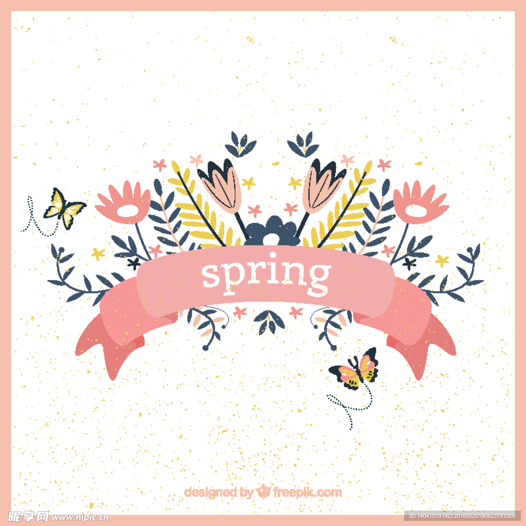 春天的花朵缎带设计