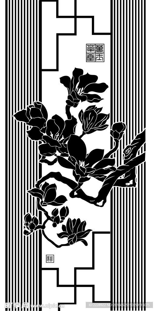 玉蘭花移門圖案