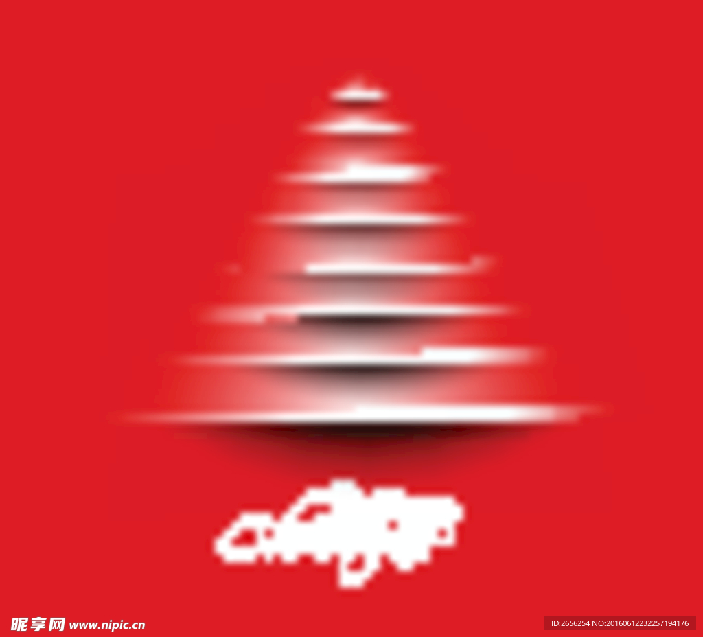 红色抽象线条圣诞树