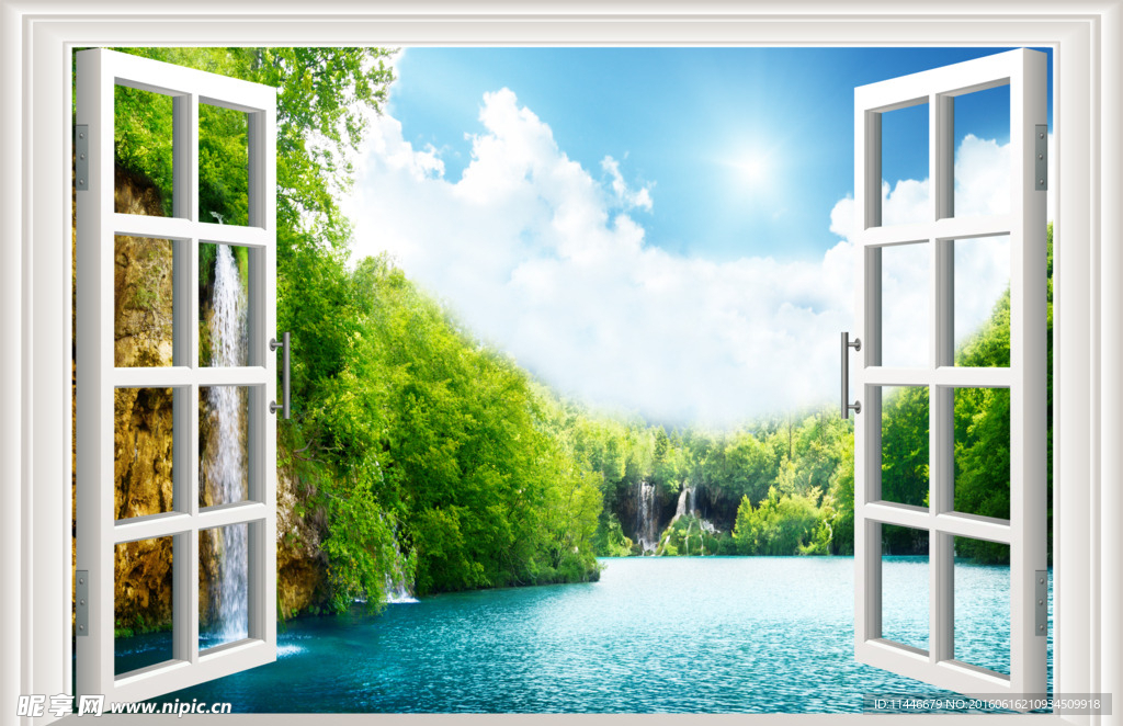 3D窗户自然风景