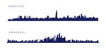 南京上海城市全景剪影矢量图