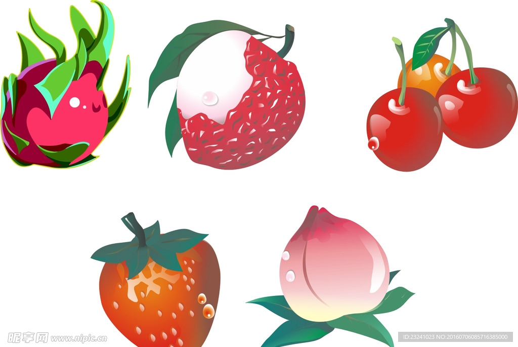 火龙果 草莓 樱桃 桃子
