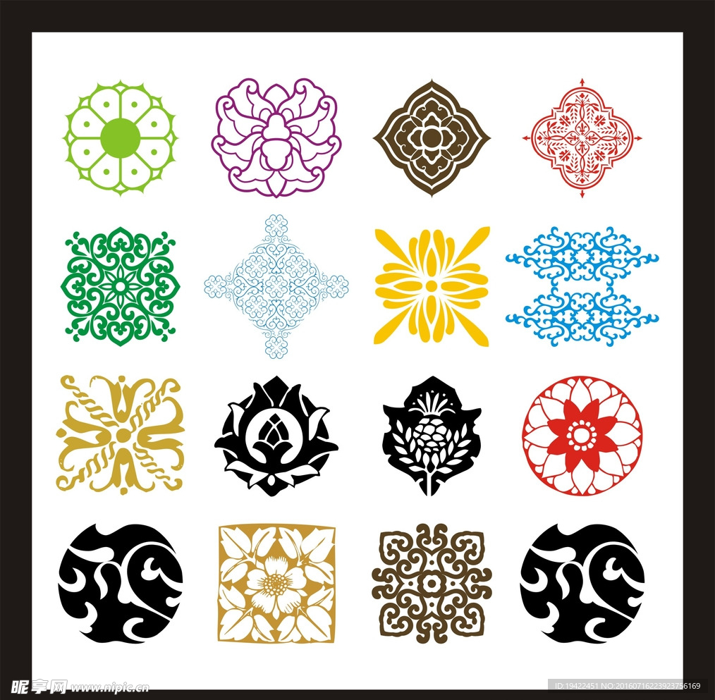 矢量底紋團(tuán)花花紋
