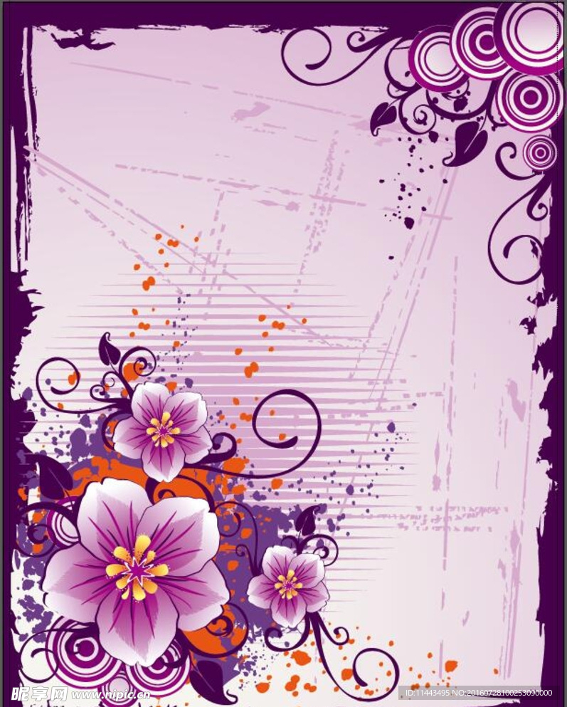 紫色花纹 信纸矢量素材