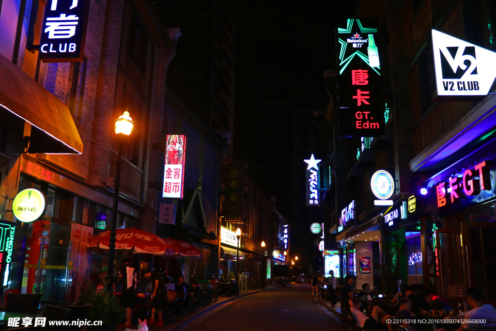 宁波老外滩夜景 酒吧街夜景