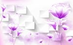 3d方块紫色梦幻花卉