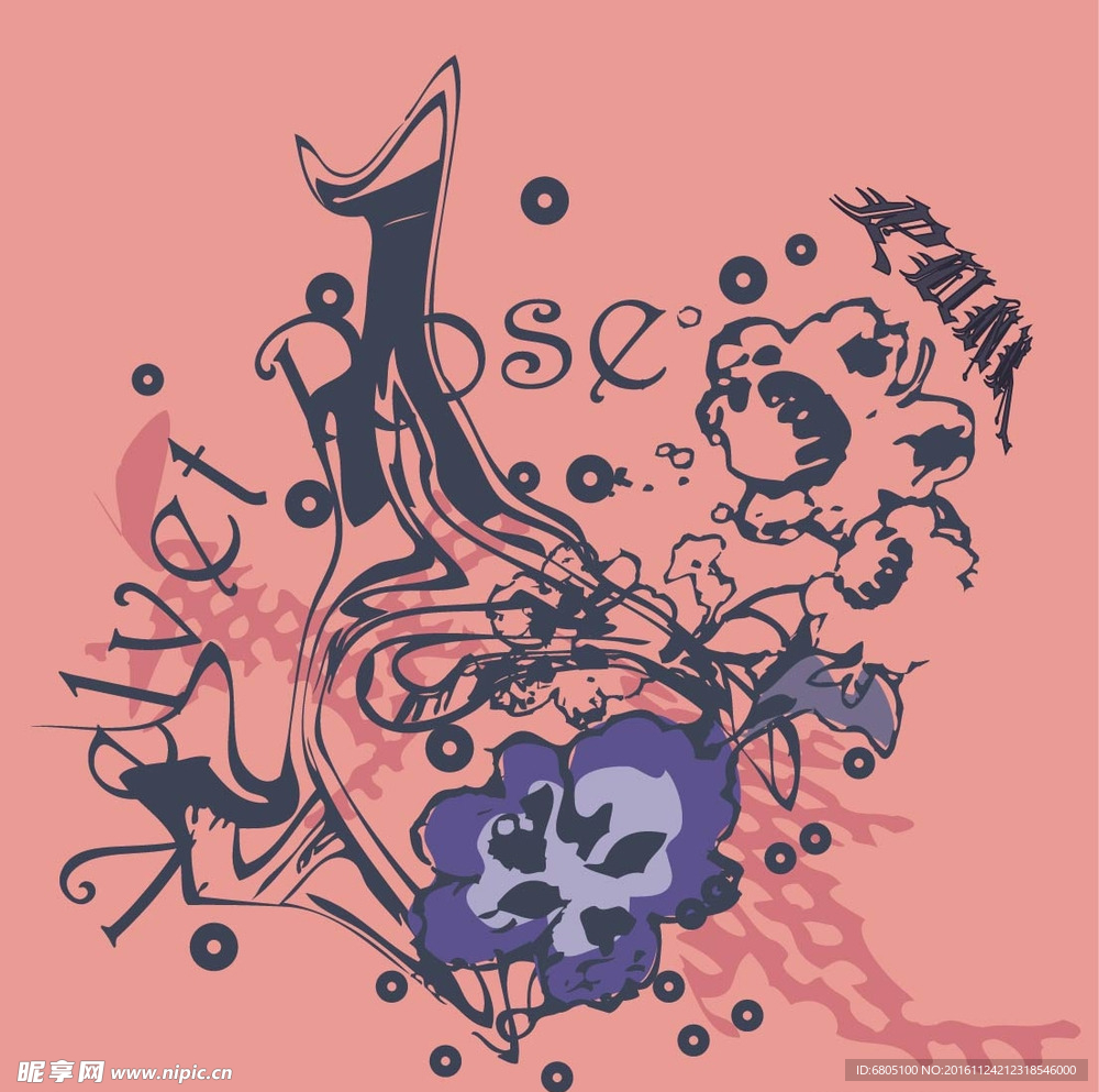 歐式生長花紋素材