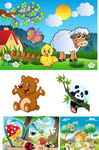 卡通动物 绵羊 小熊 熊猫