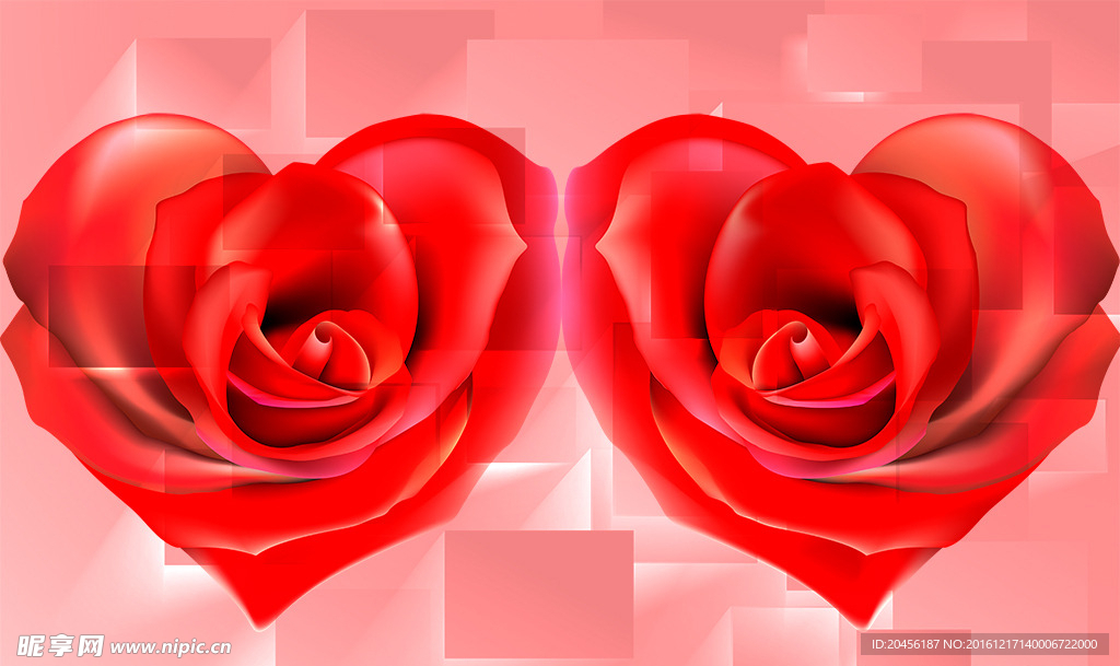 3D方块爱心玫瑰素材