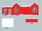圣诞节雪屋 模型红色平面展开图