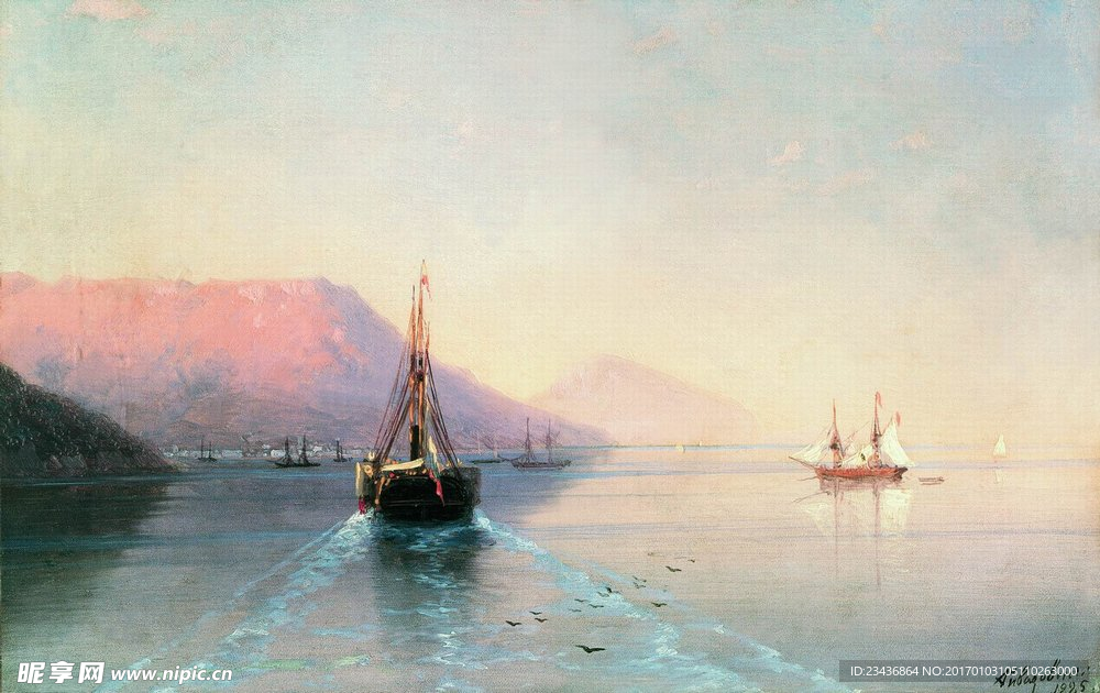 欧式海景油画 风景油画 手绘