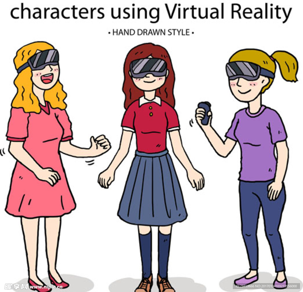 戴VR虚拟现实眼镜的女生