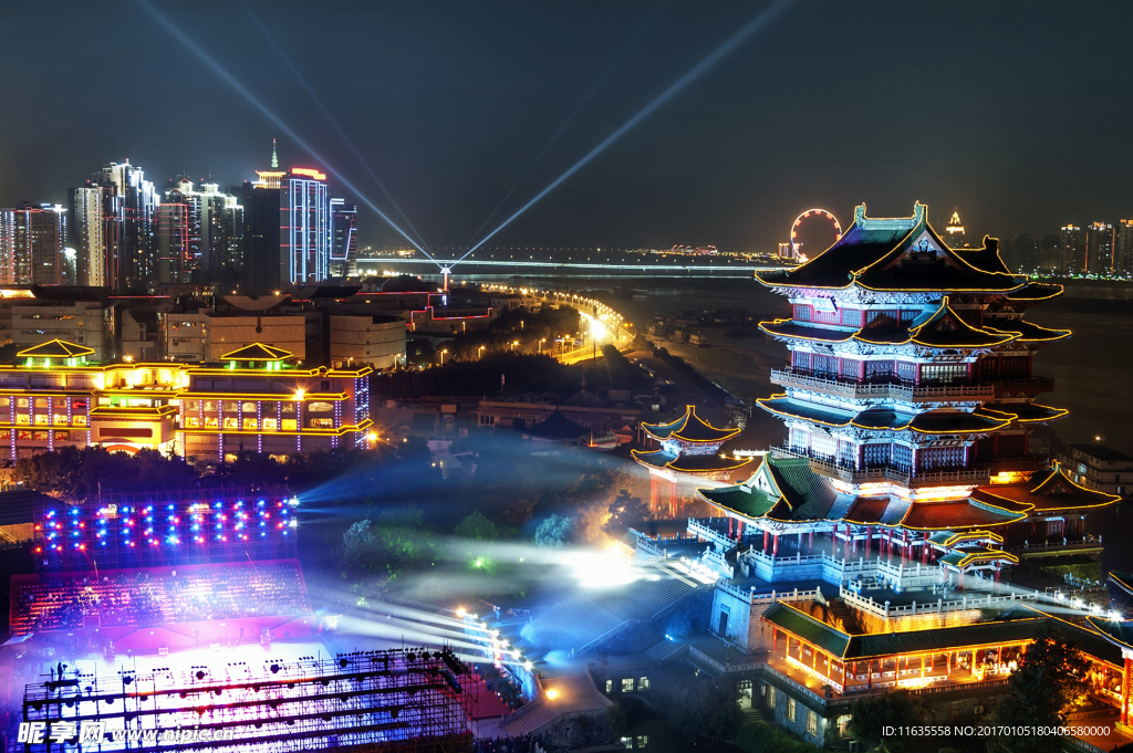 夜晚炫麗燈光城市風(fēng)光