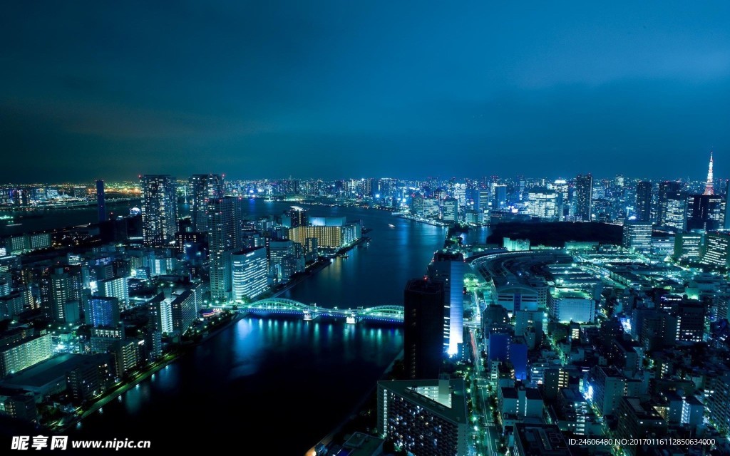 全景城市夜景