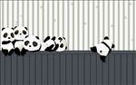 3d条纹手绘熊猫
