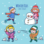 快乐圣诞节在雪地玩耍的孩子