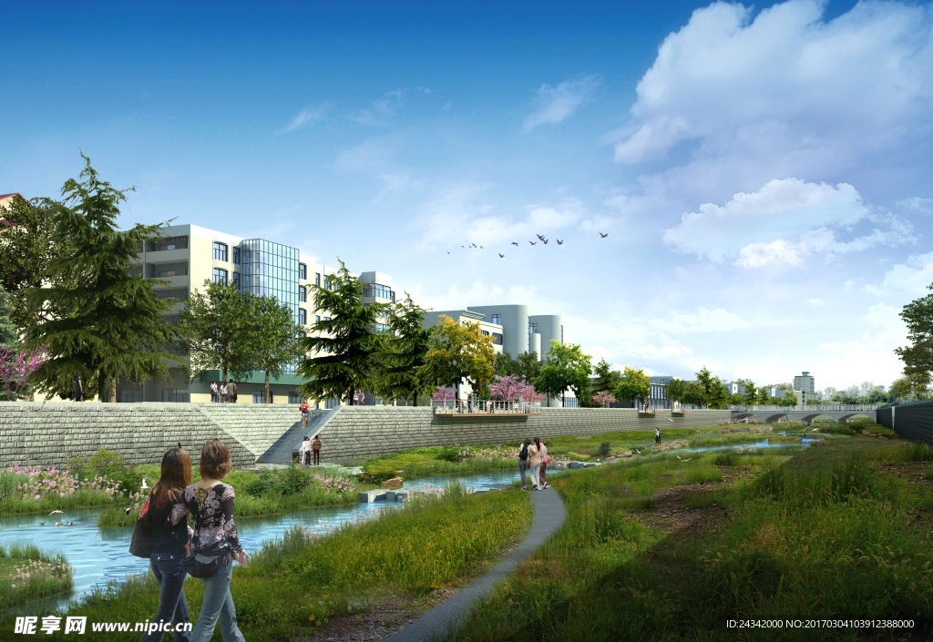 城市滨水景观设计效果图