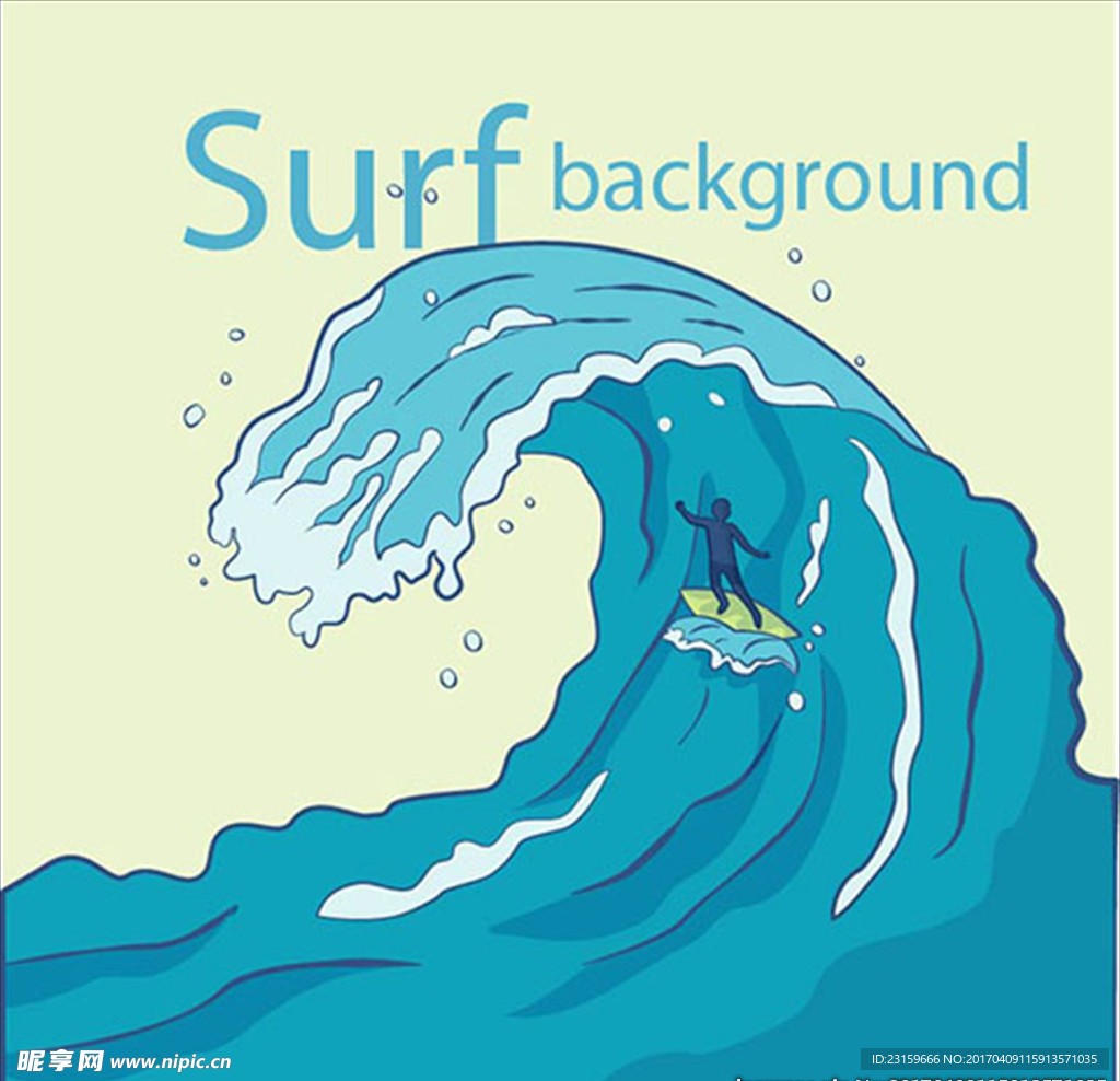 卡通冲浪运动海报
