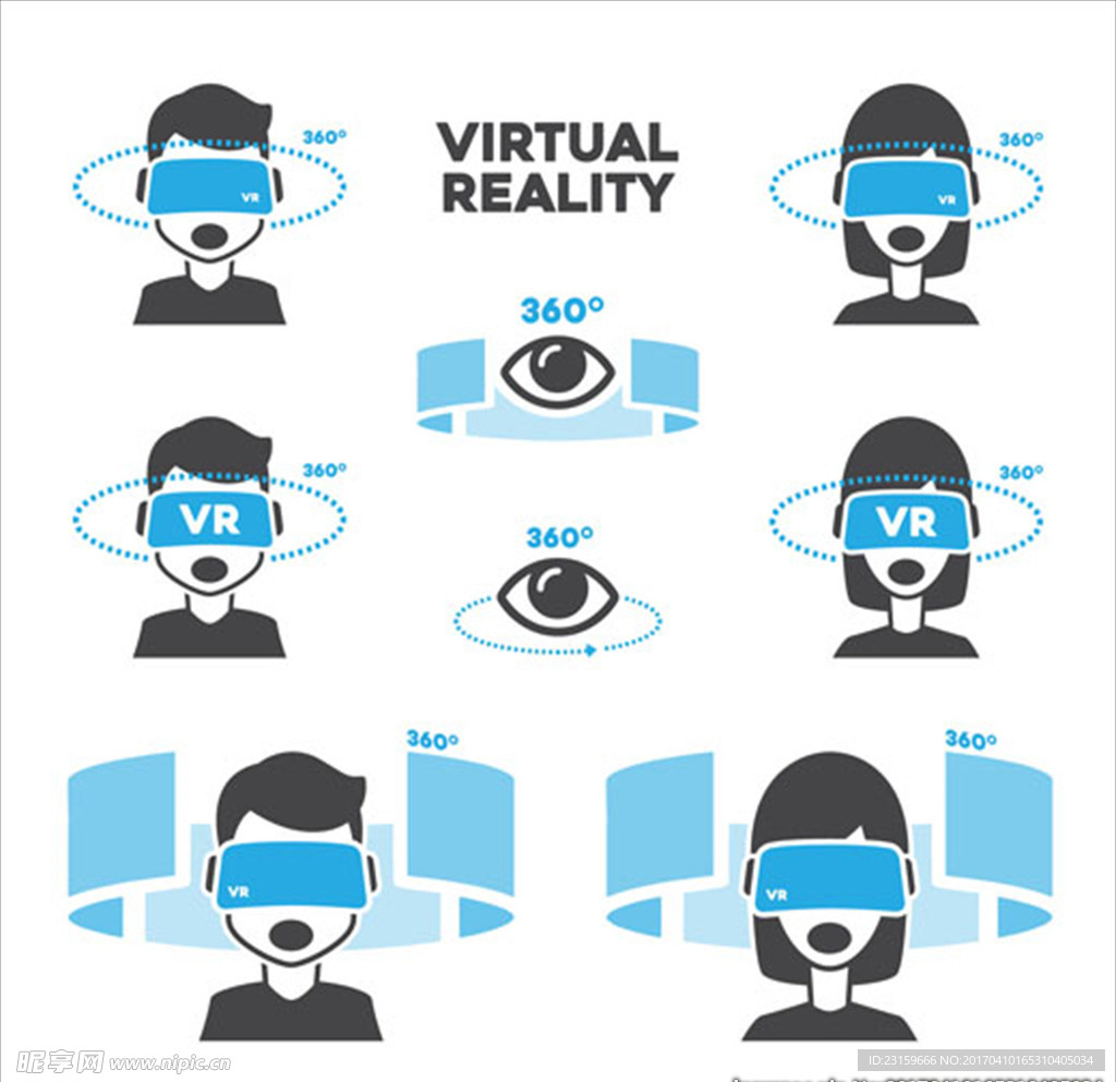 戴VR虚拟现实眼镜图标