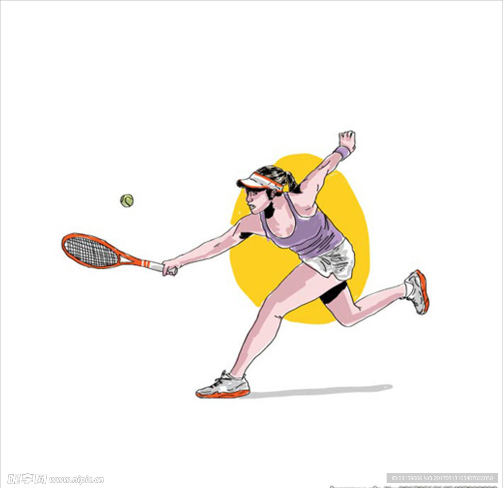 手绘水彩网球女运动员