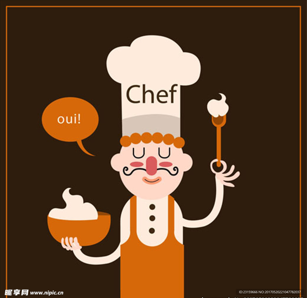 卡通烹饪菜肴的厨师
