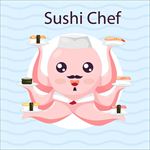 卡通做寿司的章鱼厨师