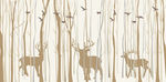手绘抽象森林鹿小鸟背景墙