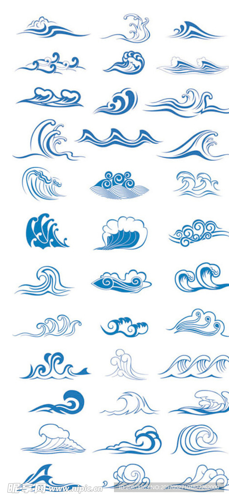 中古风传统云纹海浪纹矢量图