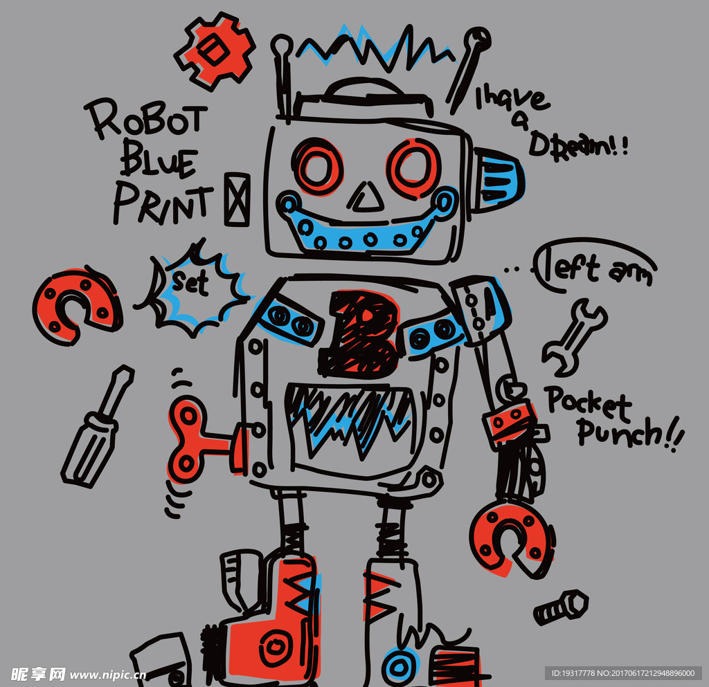 卡通机器人 T恤花型