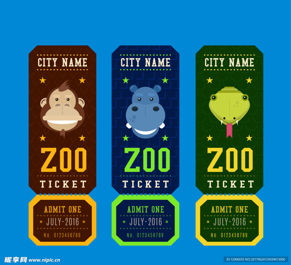 3款创意动物园门票矢量素材