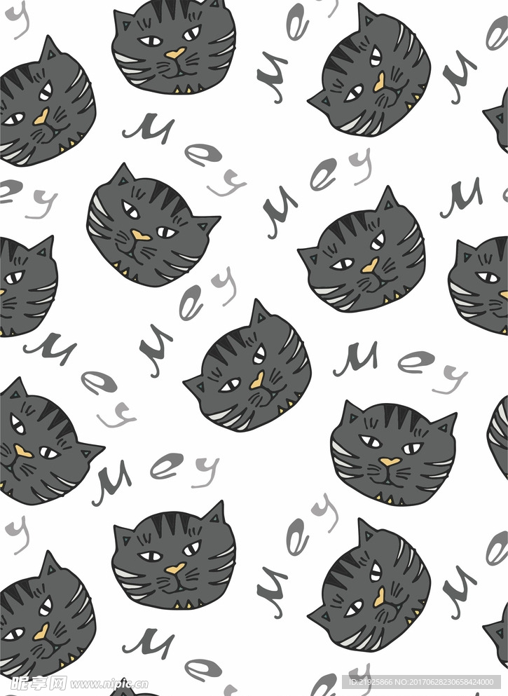 英文字母卡通猫组合背景图