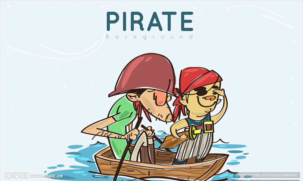 手绘两位海盗的背景
