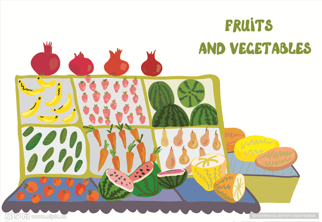 手绘涂鸦蔬菜水果矢量图下载