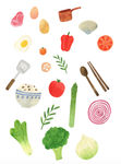 手绘蔬菜食材餐具厨具